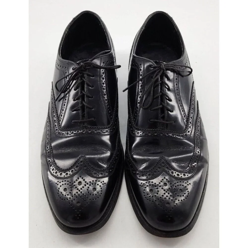 Florsheim Imperial Black Leather Lace Up Wingtip Oxford Brogue Shoes Size 10.5 E